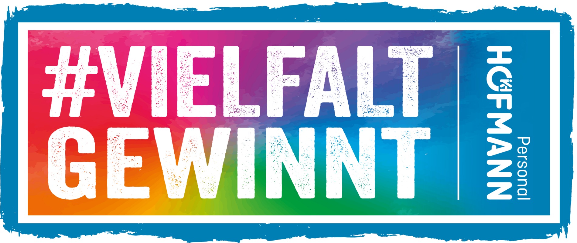 Logo "Vielfalt gewinnt", eine Initiative von Hofmann Personal für eine inklusive und diskriminierungsfreie Welt.