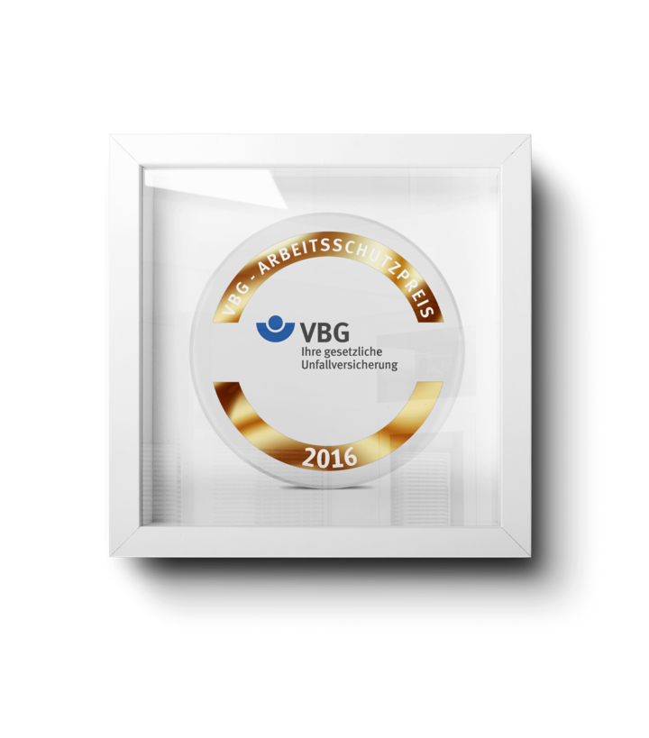 Auszeichnung VBG-Arbeitsschutzpreis 2016 Gold für Hofmann Personal für Arbeitssicherheit und Gesundheitsschutz in Zeitarbeit.