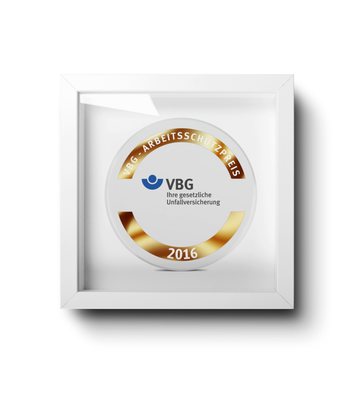 Auszeichnung VBG-Arbeitsschutzpreis 2016 Gold für Hofmann Personal für Arbeitssicherheit und Gesundheitsschutz in Zeitarbeit.