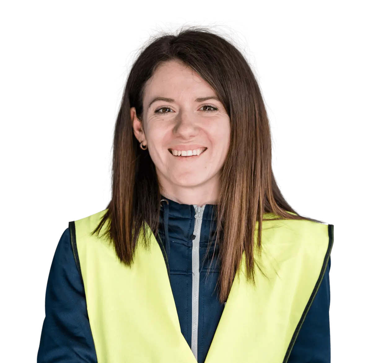 Mitarbeiterin in Sicherheitsweste, repräsentativ für Zeitarbeit und Personaldienstleistungen bei Hofmann Personal.