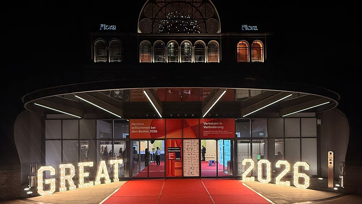 Eingang zur Great Place to Work 2026 Verleihung, bei der Hofmann Personal zum 19. Mal in Folge ausgezeichnet wurde.