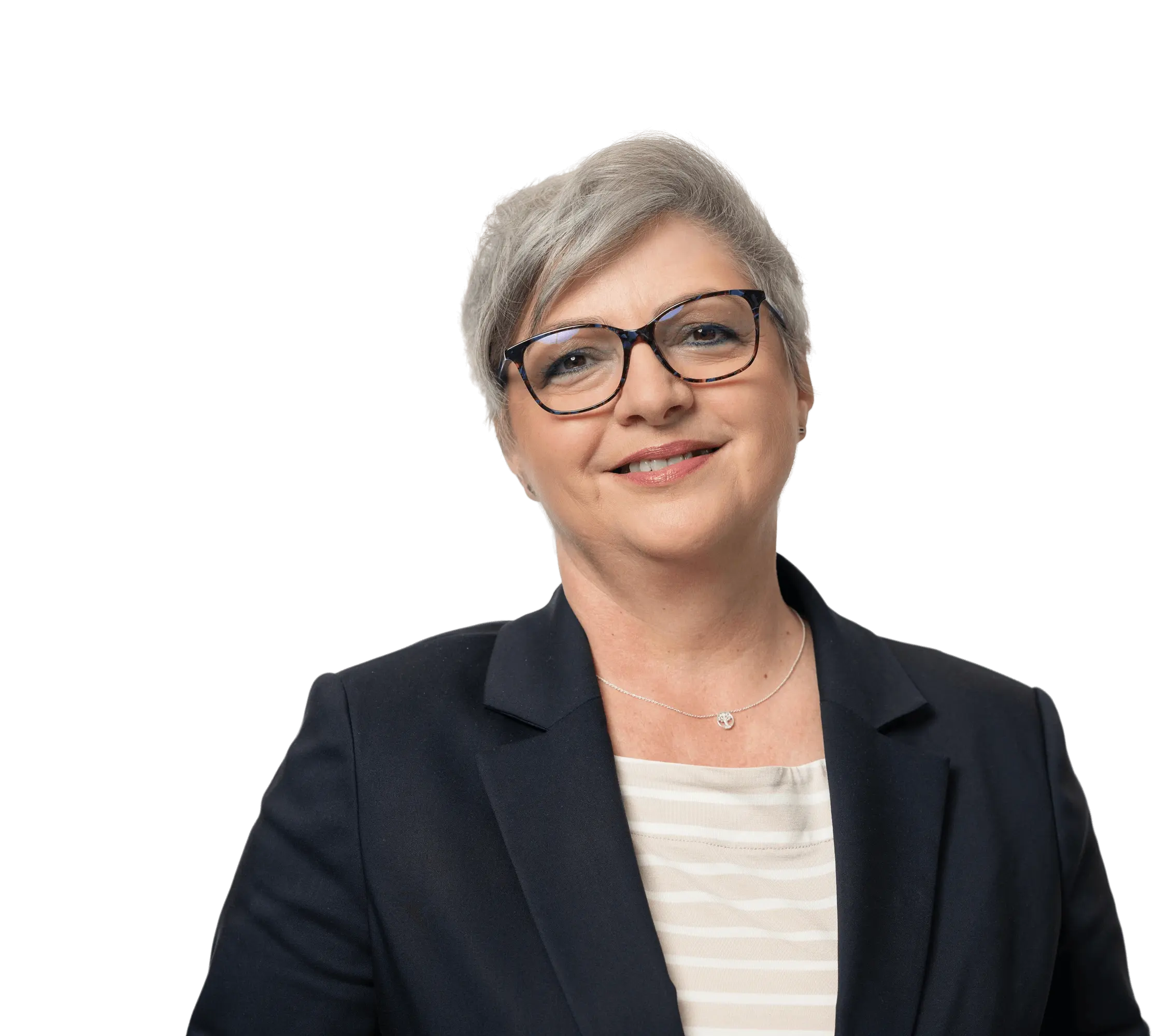 Mitarbeiterin in Business-Outfit, symbolisiert Professionalität und Kompetenz bei Hofmann Personal im Bereich Zeitarbeit.