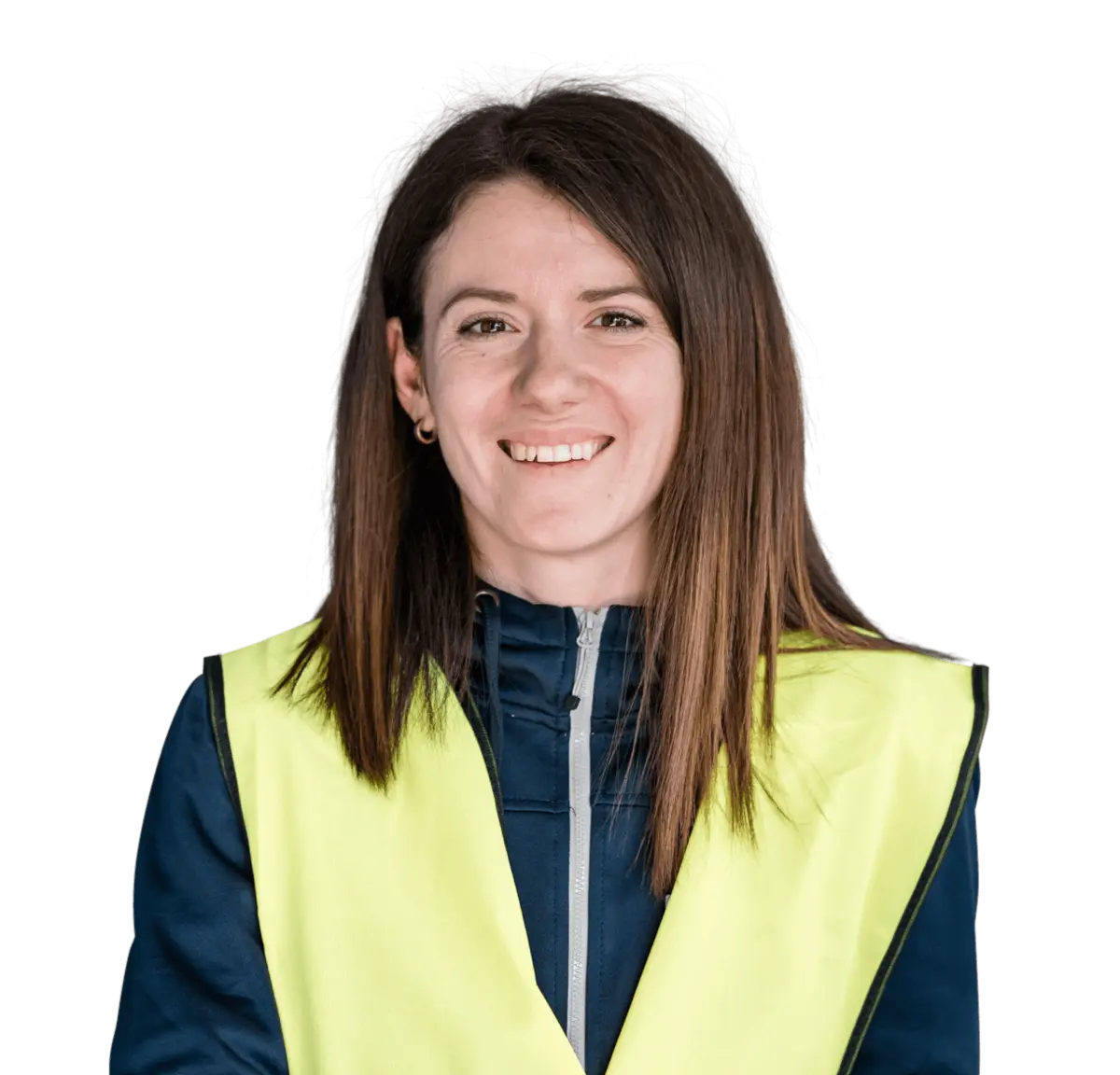 Mitarbeiterin in Sicherheitsweste, repräsentativ für Zeitarbeit und Personaldienstleistungen bei Hofmann Personal.