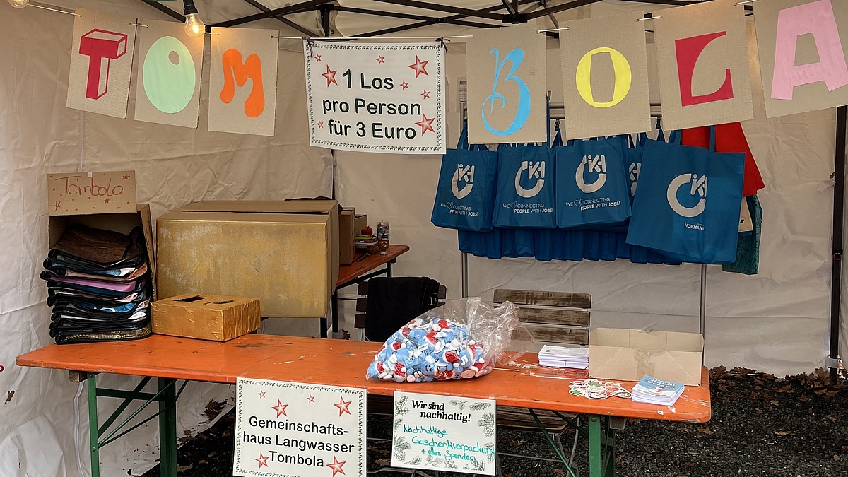 Losbude am Weihnachtsmarkt Langwasser, unterstützt von Hofmann Personal.