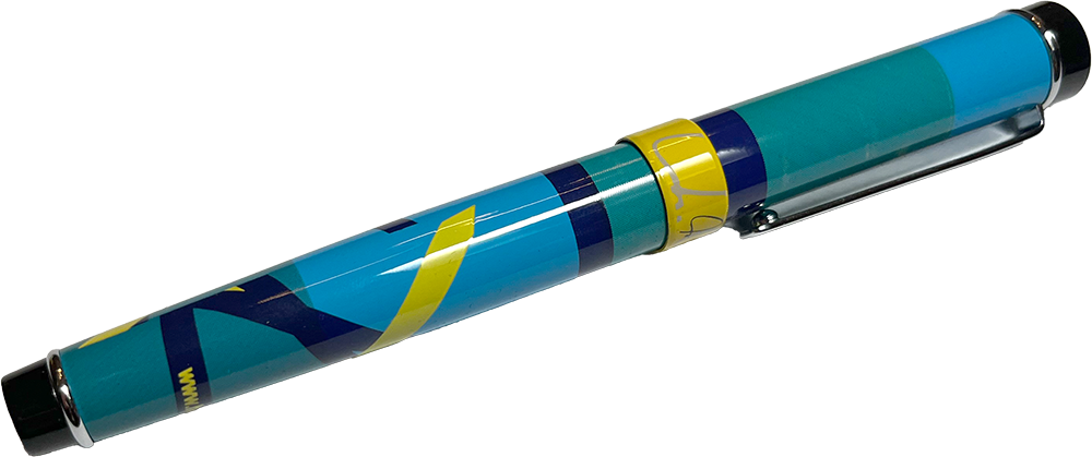 Kugelschreiber mit Wasser-Motiv. Entworfen von Ingrid Hofmann, Geschäftsführerin von Hofmann Personal. 