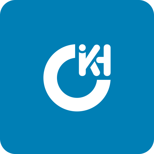 Blaues Icon mit stilisiertem Zeichen als Bildmarke von Hofmann Personal